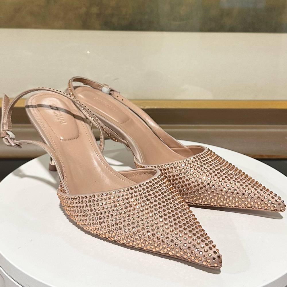 🌹JONATHAN SIMKHAI🌹 Dylan Embellished Slingback Blush Pumps Size: 36 - Picture 6 of 10